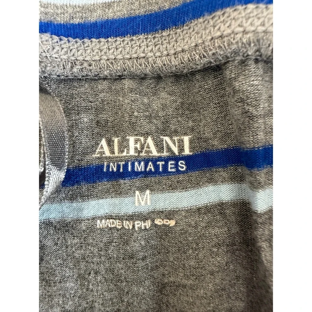 Alfani Intimates Pajama Set Medium Blue Grey Striped Long Sleeve Joggers Lounge